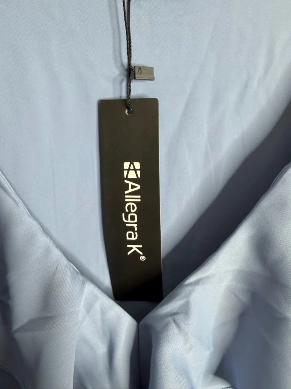 NWT Allegra K Blue Ruffle Blouse XL Minimalist Clean Girl Workwear Office Casual